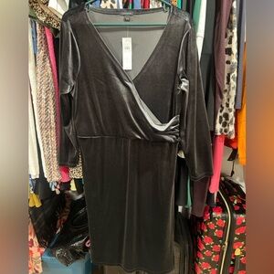 Ann Taylor Elegant Dark Gray Velvet Dress